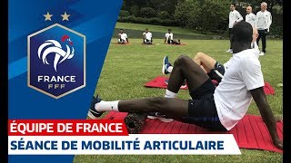 Séance d'étirements après le voyage, Equipe de France I FFF 2019