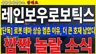 [레인보우로보틱스] 로봇 테마 아직 끝나지 않았습니다. 깜짝 놀랄 소식 나올 것. 2차 파동 준비 하세요  #레인보우로보틱스 #휴머노이드 #엔비디아