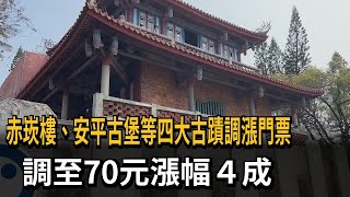 赤崁樓、安平古堡等4大古蹟調漲門票　漲幅４成－民視新聞