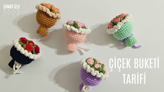 Örgü çiçek buketi tarifi 💐 knitted flowet bouqet