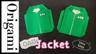 How to create Squid Game Green Jacket Paper Origami 魷魚遊戲外套摺紙折紙勞作 イカゲーム緑ジャンパージャケット折り紙