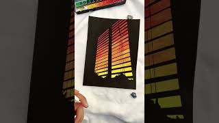 WATERCOLOR PAINTING | COLORFUL WINDOW SUNSET