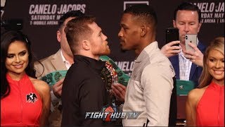 CANELO ALVAREZ AND DANIEL JACOBS HAVE INTENSE FACE OFF AT THEIR FINAL PRESS CONFERENCE
