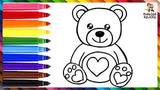 Dibuja y Colorea Un Lindo Osito De Peluche Arcoiris 🧸🌈 Dibujos Para Niños