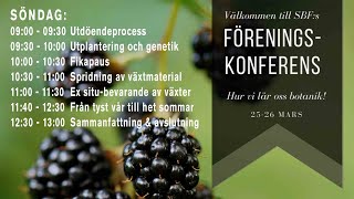 Livesändning från Svenska Botaniska Föreningens föreningskonferens söndag 26 mars