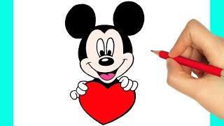 HOW TO DRAW MICKEY MOUSE EASY STEP - cute drawings - disney drawings