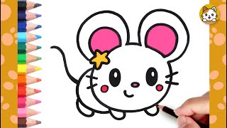 Mouse Drawing Easy | How to draw a Cute Mouse Step by Step For Kids | Kawaii Drawings