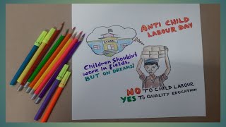 Stop Child Labour Drawing Step By Step Save Children Future Poster Drawing Tutorial Art