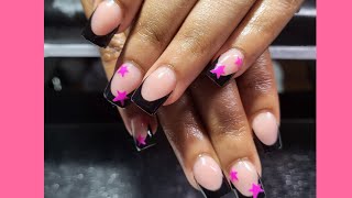 Black Frenchies with Pink Stars