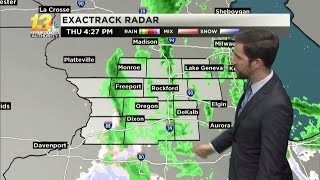 Rainy and windy weather slowly exit tonight