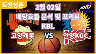 #프로토분석 농구승무패 2월2일 프로토15회차 KBL 주요경기 프리뷰 고양캐롯 안양KGC