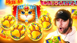 My BIGGEST WIN on CLEOCATRA!! I got 4 SCATTERS - INSANE SET UP!! (Bonus Buys)