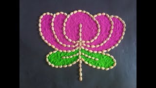 Colourful Lotus Rangoli Design Using Pistachio Shells | Pistachio Shell Art | Flower Art