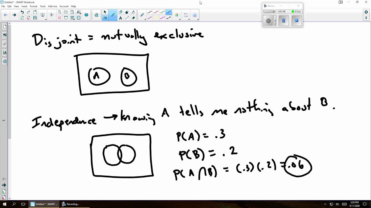 Probability: Independent Or Disjoint - YouTube