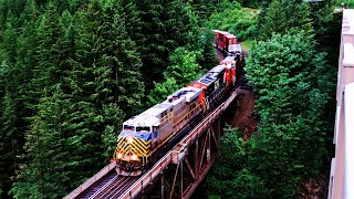 Massive CN Stack Train Pulls Track Inspection Boxcar Up The CP Cascade Subdivision