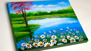 Acrylic landscape painting | Painting tutorial | Painting for beginners