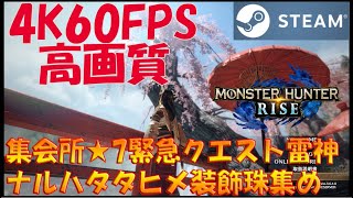 Steam版モンハンライズ4K60FPS集会所★7緊急クエスト雷神ナルハタタヒメ装飾珠集め