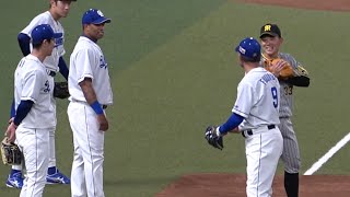 元タイガースの福留孝介\u0026明治大学の先輩・阿部と笑顔で交流する糸原 (2022/04/12)