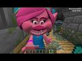 jj and mikey hide from poppy and branch from trolls band together in minecraft challenge maizen