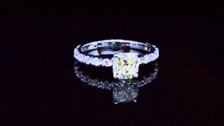 Cushion Cut Diamond Engagement Ring with side diamonds # 12823