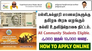 😍 TN Govt Scholarship Program 2024 | 📌 Who Can Apply | 😍 Up to 12,000/- Scholarship Amount | TNUWWB