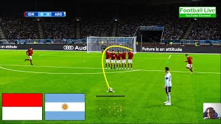Indonesia vs Argentina | Messi Free Kick Goal | eFootball PES Gameplay
