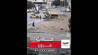 حادث مروع تسبب في انقلاب شاحنة صغيرة، في منطقة "ابن العروس" بتونس
