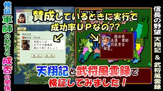 検証【軍師の助言と成否の関係】信長の野望 天翔記PK版＆武将風雲録SFC版