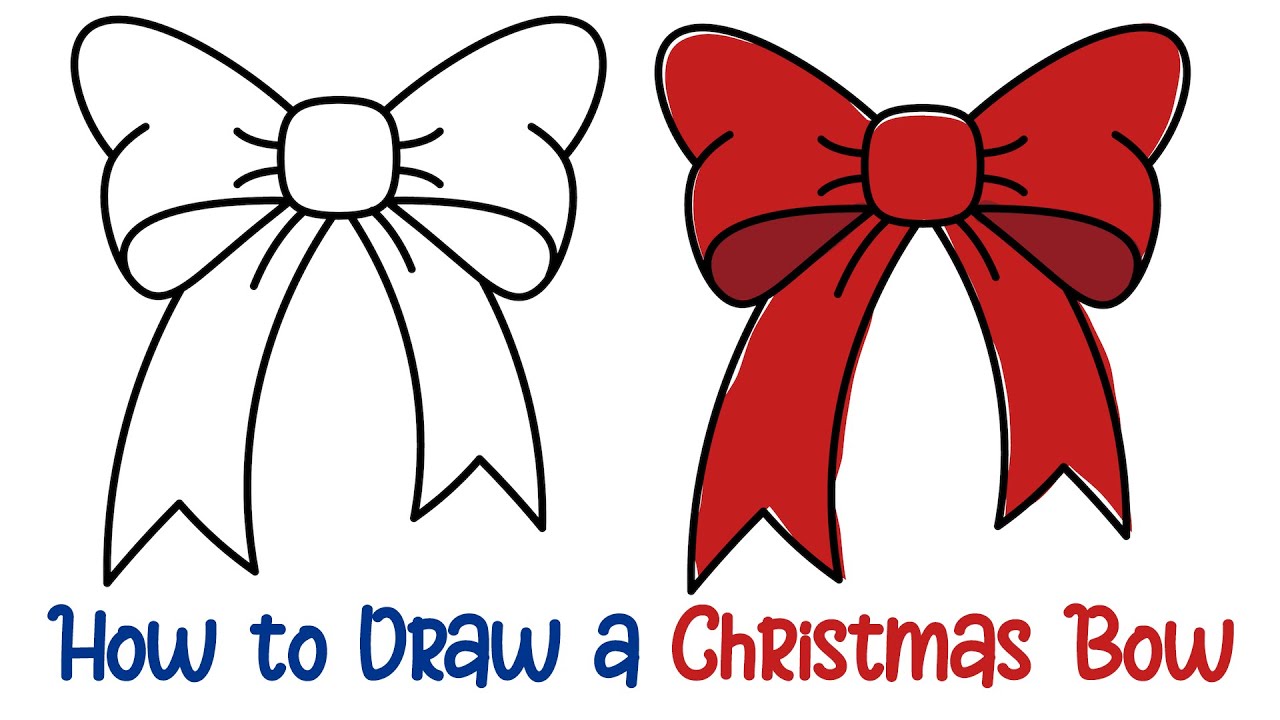 How To Draw A Christmas Bow Step By Step - Super Easy! - YouTube