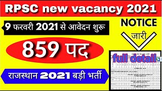 RPSC SI vacancy 2021|| Rajasthan police sub inspector Vacancy 2021 || Rajasthan Sub inspector 2021