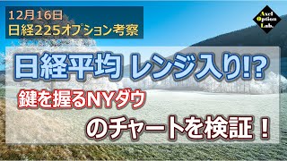 【日経225オプション考察】12/16  日経平均はレンジ入りか？  鍵を握るNYダウの動きと共に、オプションの海外勢手口から下値を探る！