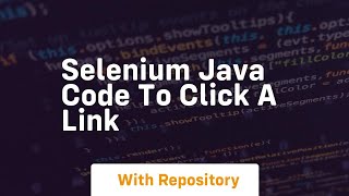 selenium java code to click a link