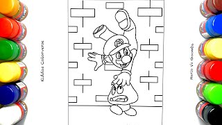 Super Mario | Mario & Goomba Coloring | Mario Coloring tutorial