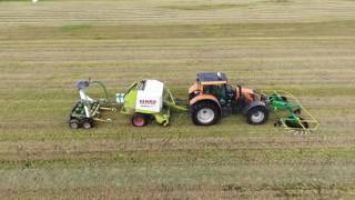 Agronic WR500 rake, Claas baler and inline wrapper.