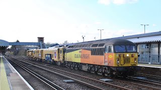 (HD) Colas Rail 56302 drags two Track Machines through Paddock Wood for export - 16/4/21