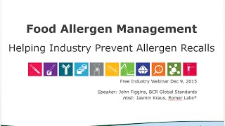 Webinar - Food Allergen Management