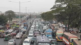 Khilkhet to Airport Road. Street View of Dhaka city in Bangladesh.