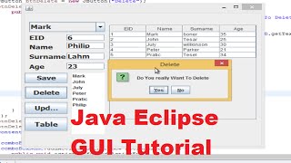 Java Eclipse GUI Tutorial 19 # Confirmation to Delete data (Do you really want to delete )
