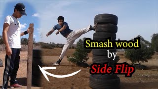 smashing everything even wood \ الشقلبة الجانبية \ All kicks (By sideflip) \ kungfu