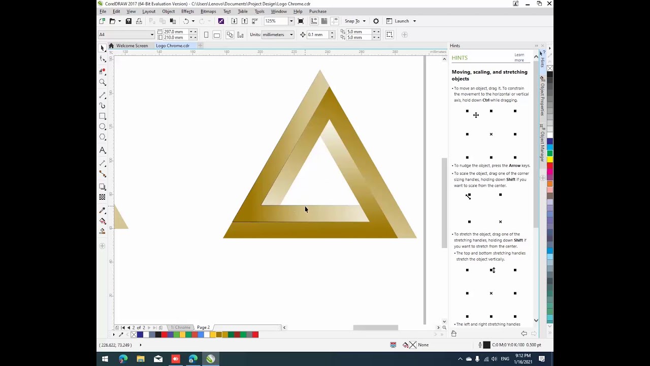 How To Create 3d Logo Triangle Corel Draw 2017 Corel Draw Tutorial