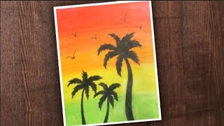 Oil pastels scenery drawing | #shorts |