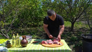 Came to a friend's village and cooked a legendary dish! Lamb with potatoes in Caucasian style