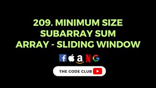 Minimum size subarray sum - DSA - Array - Sliding Window - Solution to Leetcode medium level problem