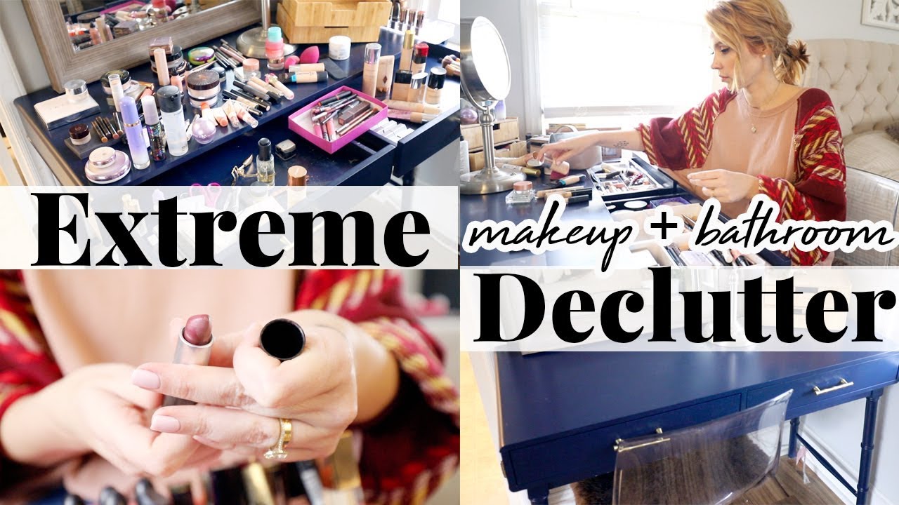 Extreme Bathroom Makeup Declutter Before After Youtube
