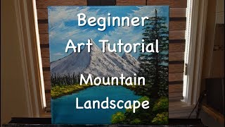 Step by Step Beginner Art Tutorial: Mountain Landscape Acrylic Painting