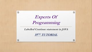 JAVA programming tutorial in Urdu Hindi (19th Tutorial) labelled continue statement in JAVA