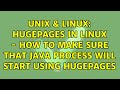 Unix & Linux: Hugepages in linux - how to make sure that java process will start using hugepages