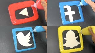 Social Media Pancake Art - YouTube, Facebook, Twitter, Snapchat