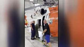 U.S. Coast Guard prepares helicopters for rescue mission due to Tropical Storm Idalia