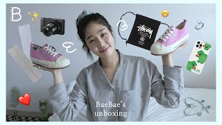 ENG/SPN) [윗배] 🔔📦택배가 도착했습니다~함께 풀어봐요 한 달 동안 내가 받은것 산 것 | Unbox with me | 브이로그 카메라 추천, 니삭스 (무신사, 지그재그)